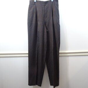Vintage Esprit Plaid Pants Size 7/8 High Rise Trousers Brown Career Wear Office